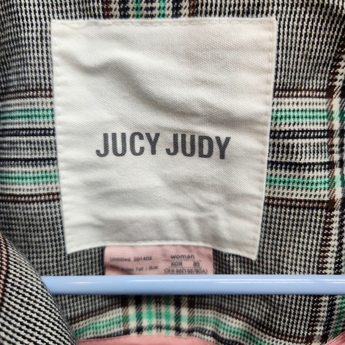 쥬시쥬디 데님 소매 디테일 체크 자켓 85(L) 상품이미지5