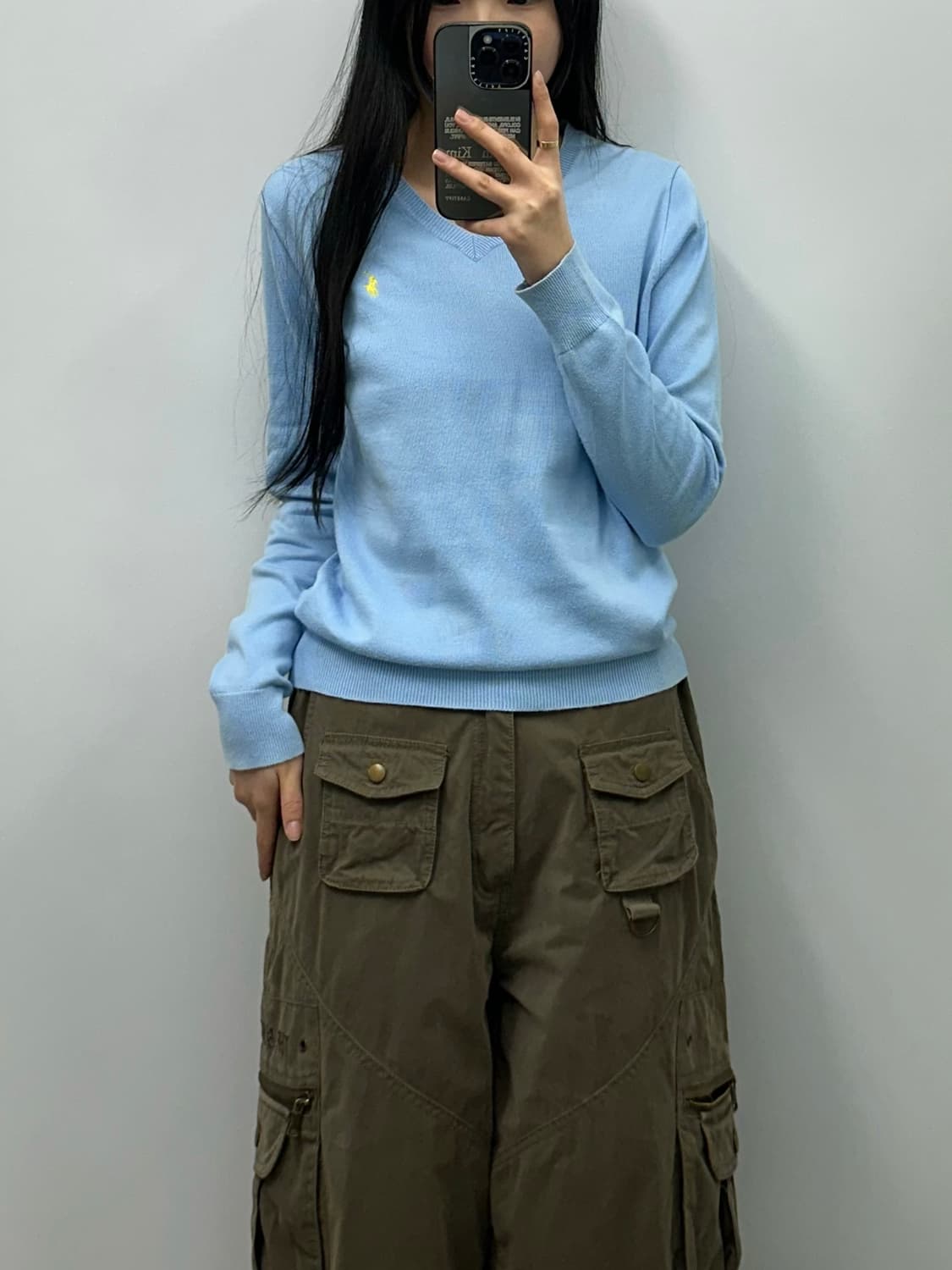 폴로 랄프로렌 피마코튼 블루 브이넥 니트 상품이미지1