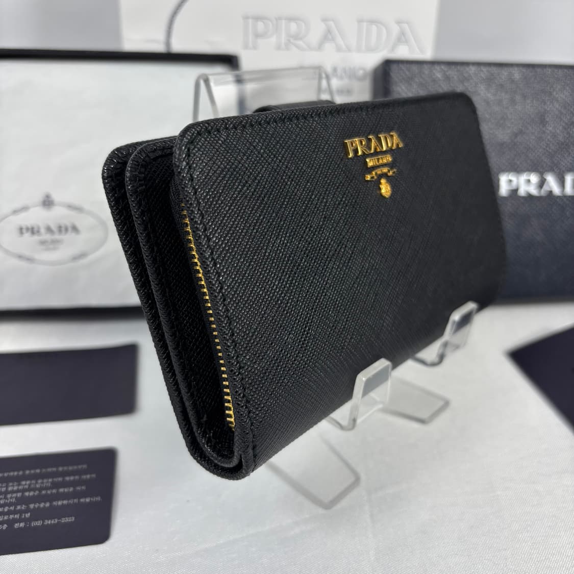 (새상품,풀구성)프라다 사피아노 레더 중지갑 블랙 1ML225 상품이미지3