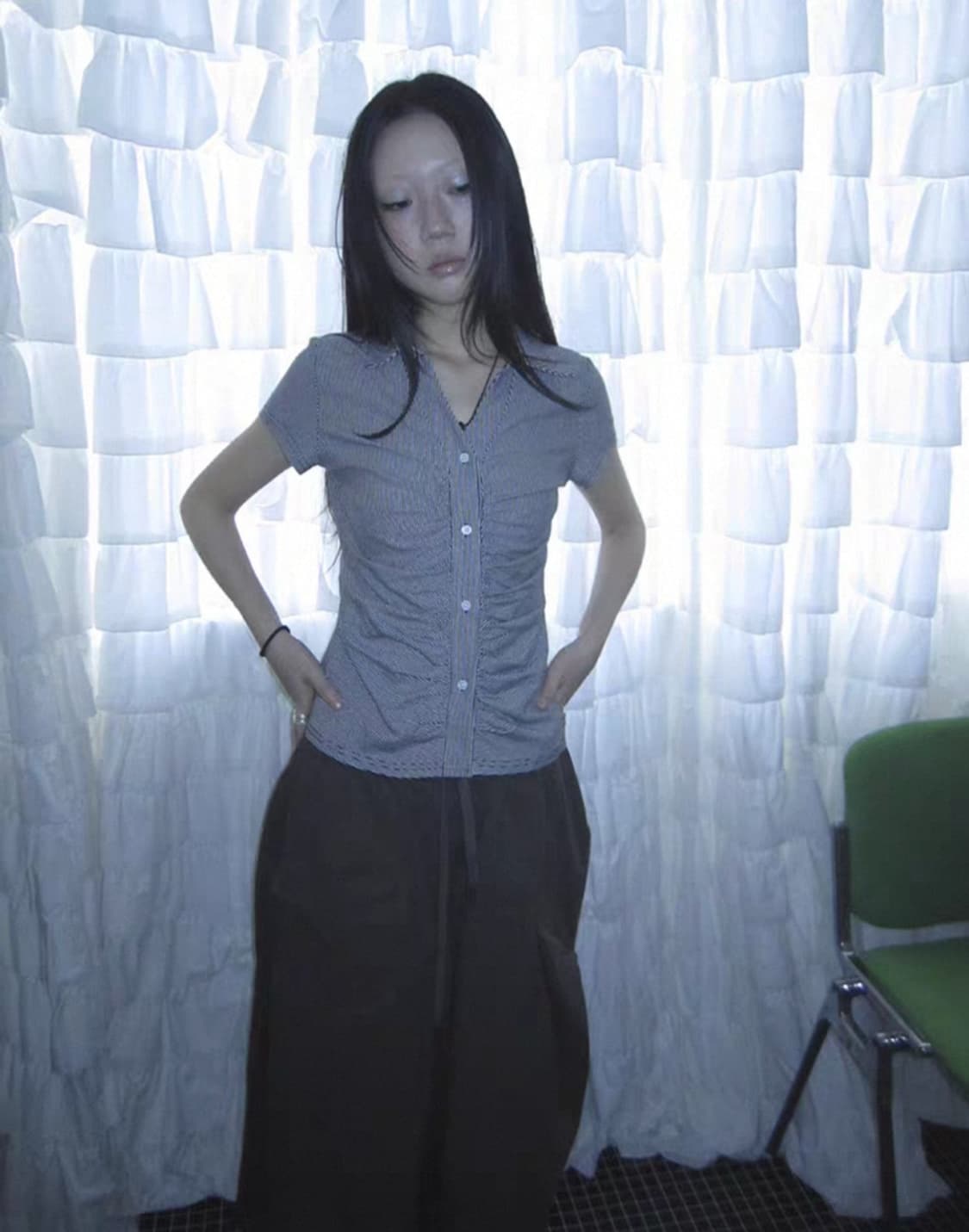 코디세트가격> Ang project 셔링 반팔 블라우스 + 카고 치마바지 상품이미지6