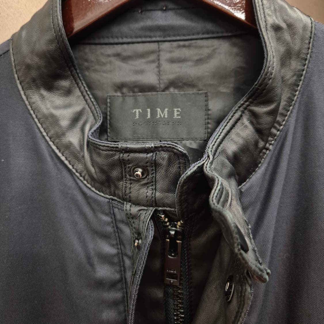 타임 옴므 레더 트리밍 집업 자켓 상품이미지3