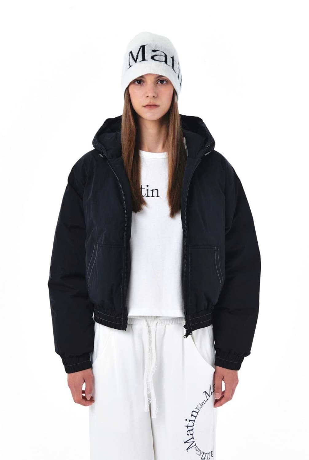 마뗑킴 크롭 후드 다운 재킷 (블랙) 상품이미지3