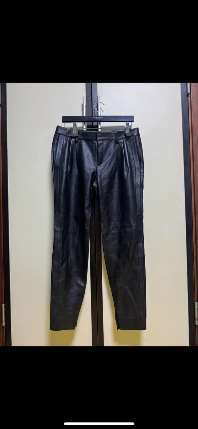 생로랑 19시즌 사이드집 레더 팬츠 상품이미지1