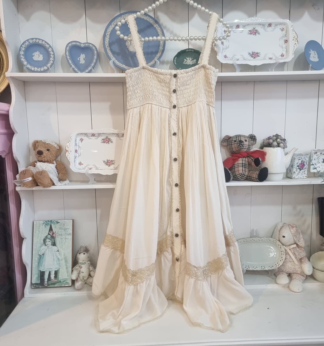 엑시즈팜(axes femme) 바닐라 크림 레이스 끈원피스 상품이미지1