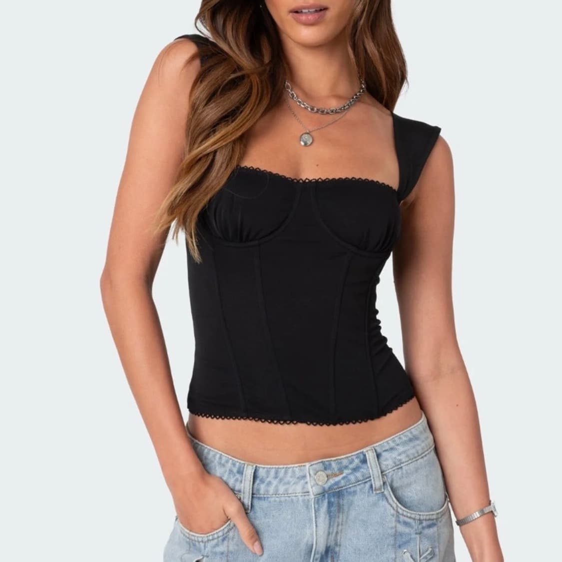 Edikted Marcella Wide Strap Corset Black 상품이미지1