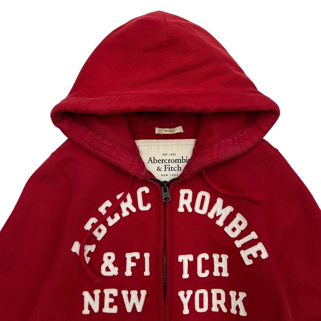 아베크롬비 센터로고 레드 후드집업 M 상품이미지4