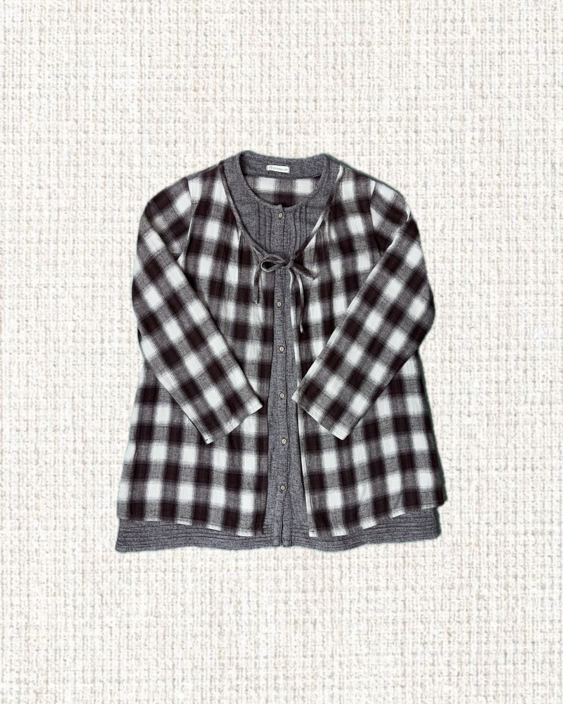 브라운 체크 레이어드 블라우스 상품이미지1