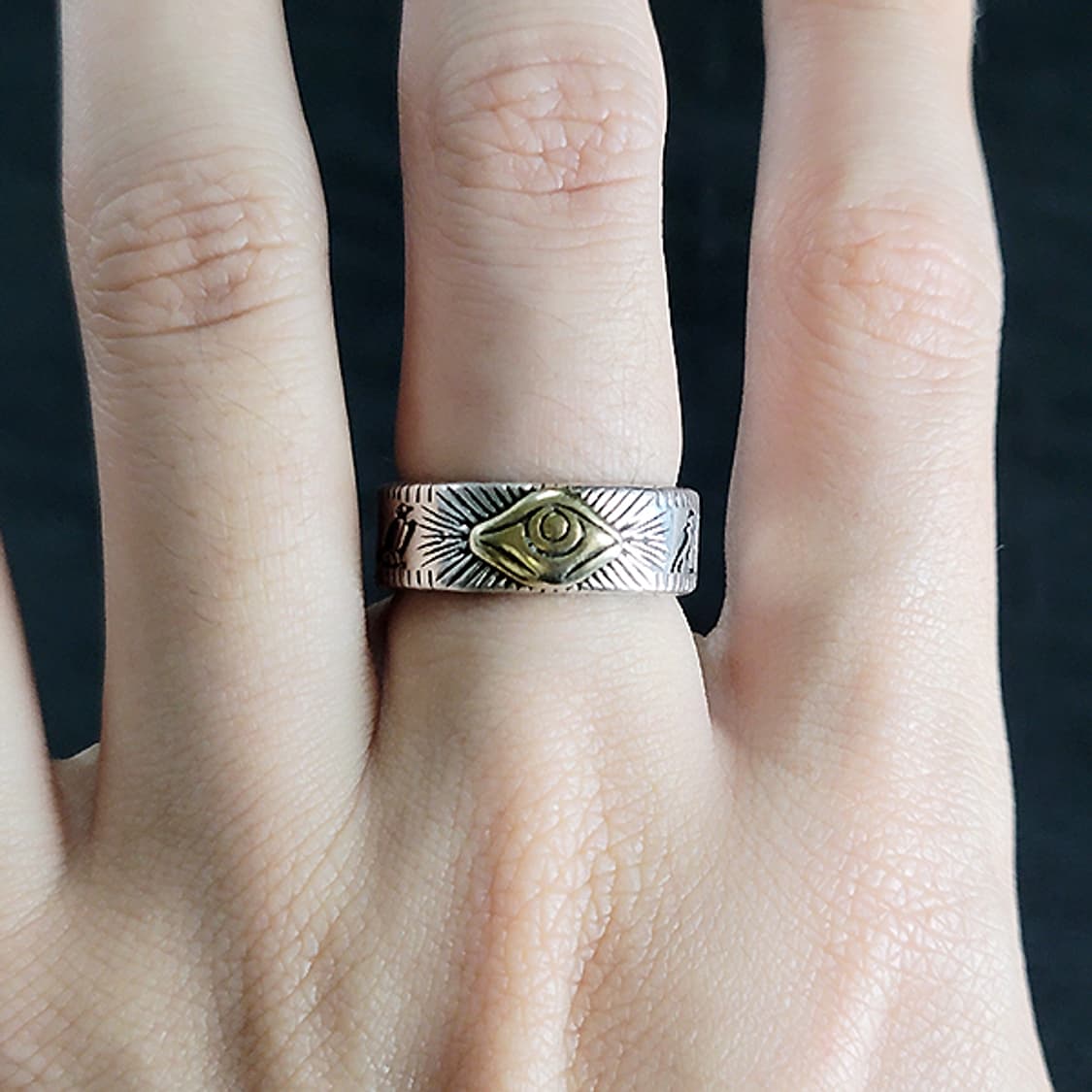 Solivis 실버 남자 엔틱 빈티지 명품 고대 일루미나티 눈 반지 상품이미지7