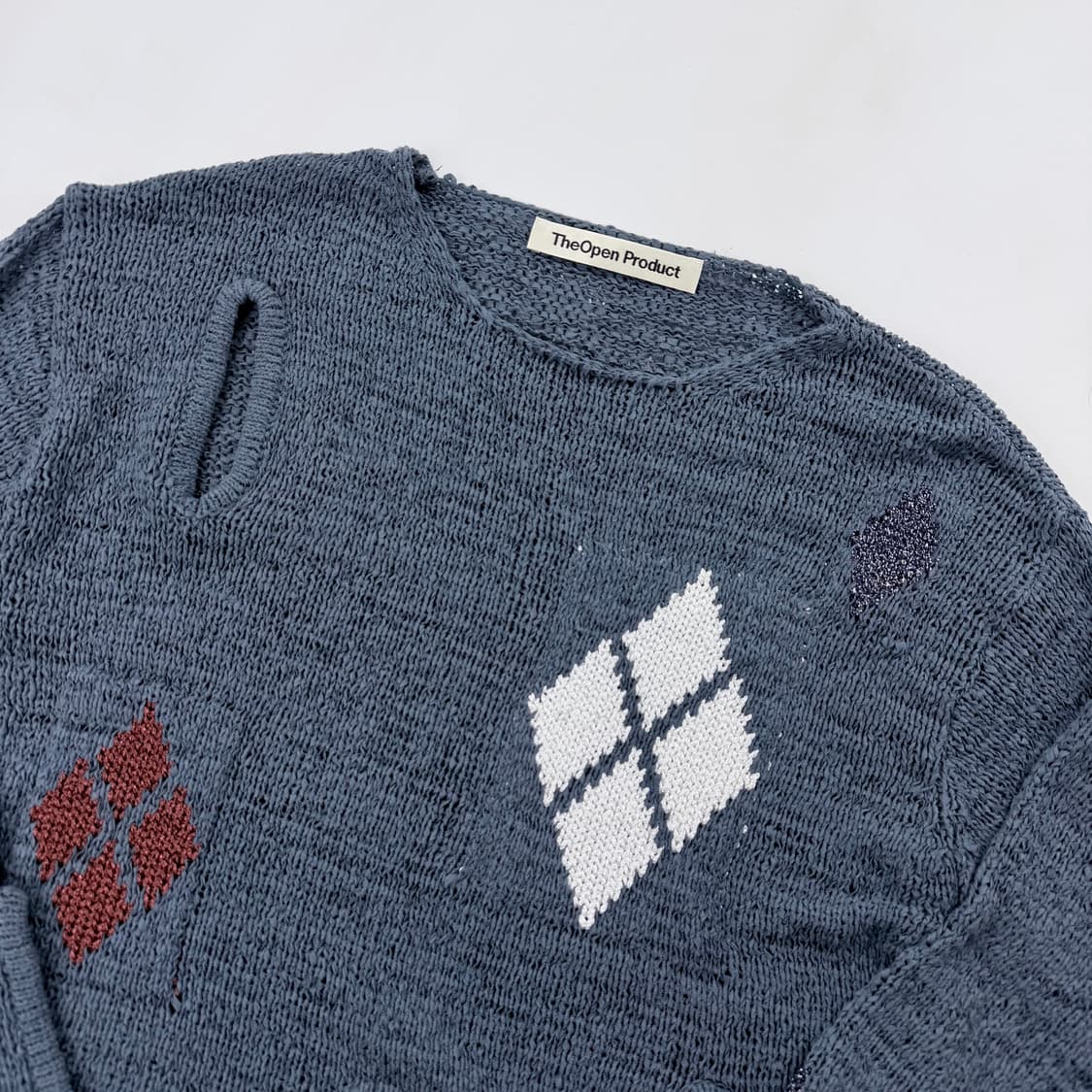 더오픈프로덕트 아가일 컷아웃 니트 상품이미지3