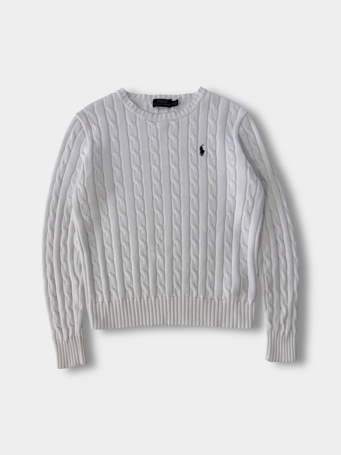 폴로 랄프로렌 신형 라벨 화이트 코튼 꽈배기 니트 상품이미지1