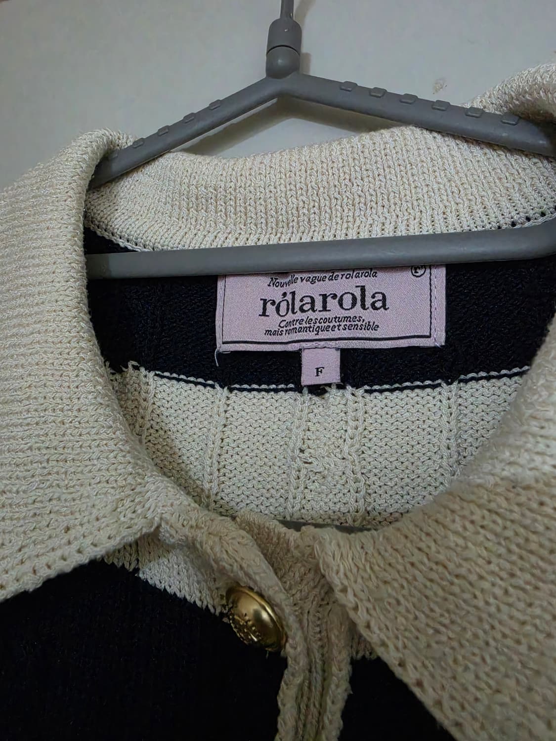 로라로라 스트라이프 케이블 반팔 니트 상품이미지4