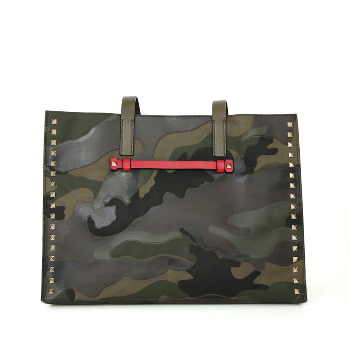 발렌티노 밀리터리 카모 프린트 토트 락스터드 숄더 보스턴 상품이미지4