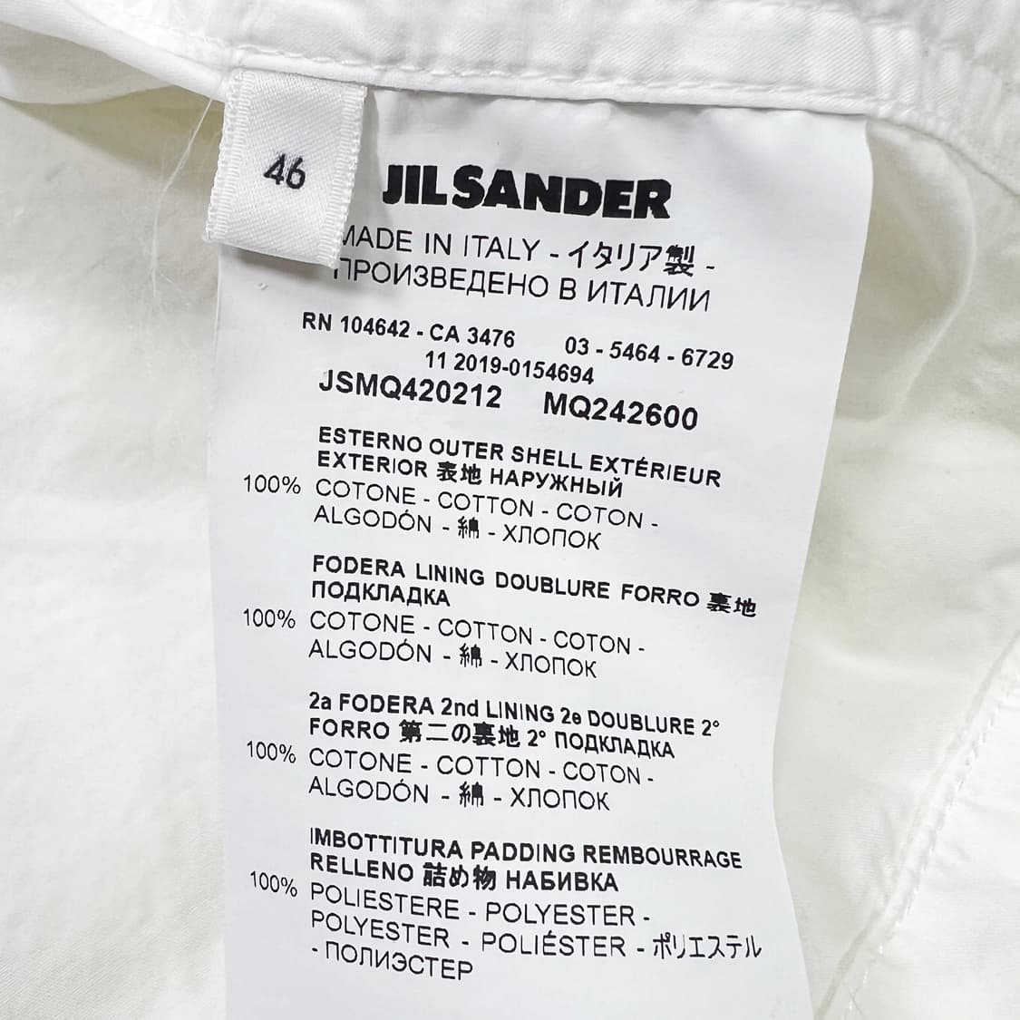  JIL SANDER 질샌더 ASAKA 자켓 화이트 (46)  상품이미지9