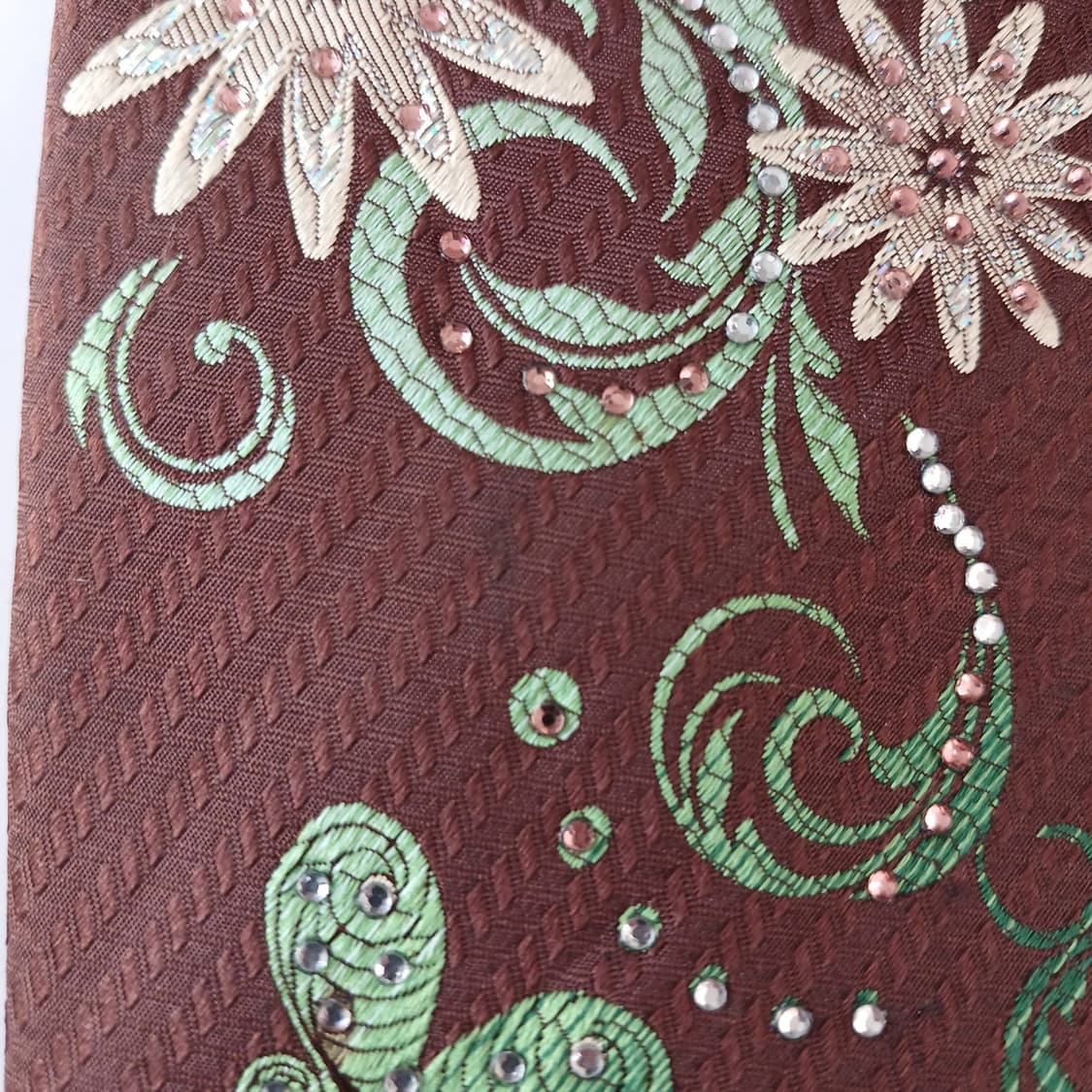 페리엘리스 실크 브라운 플라워 자수 넥타이 9.3cm A등급 A19254 상품이미지8