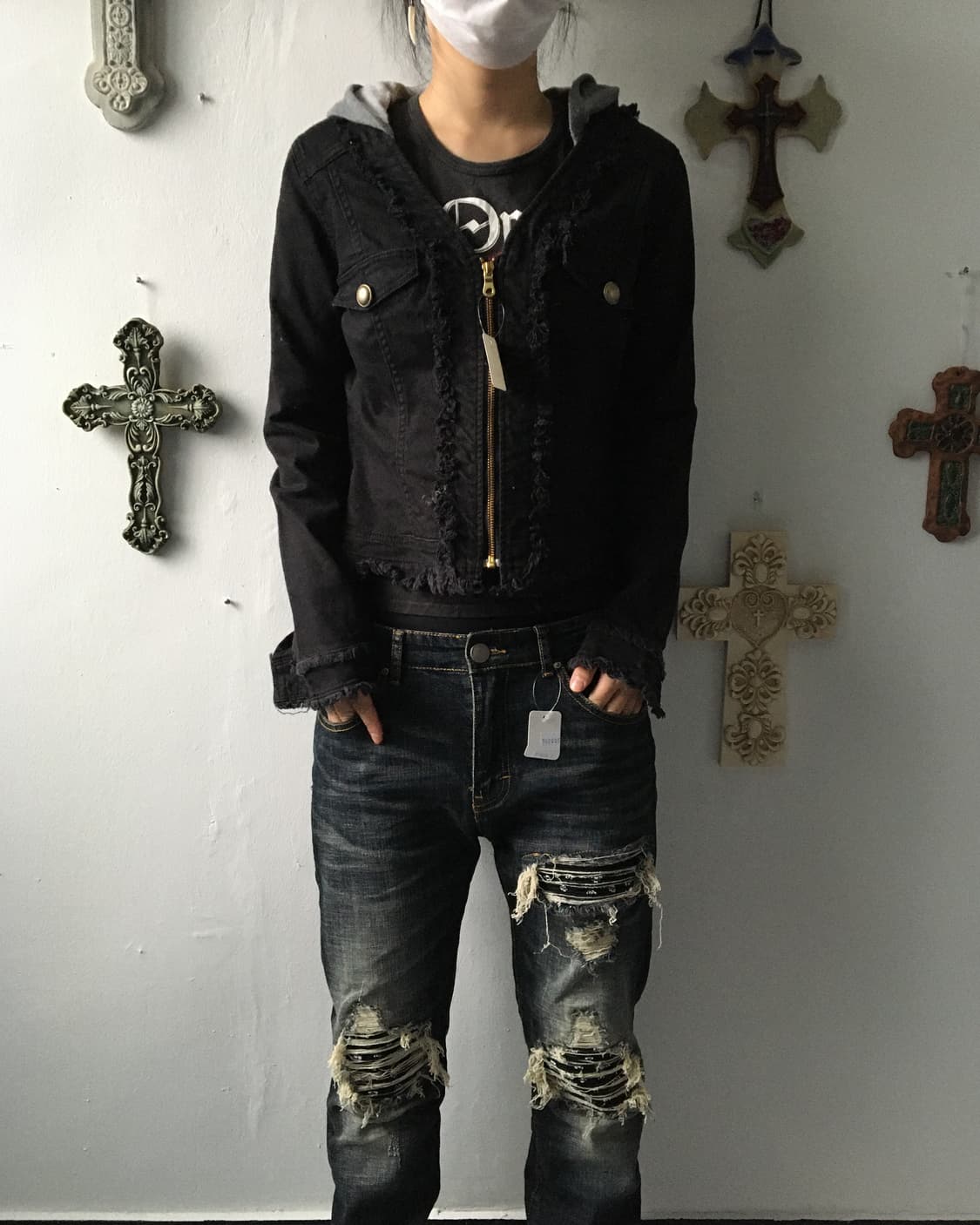 Hood layered grunge point jacket 상품이미지1