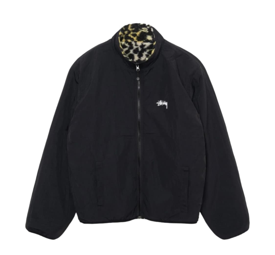 M) 스투시 쉐르파 플리스 리버시블 자켓 옐로우 레오파드 호피  상품이미지3