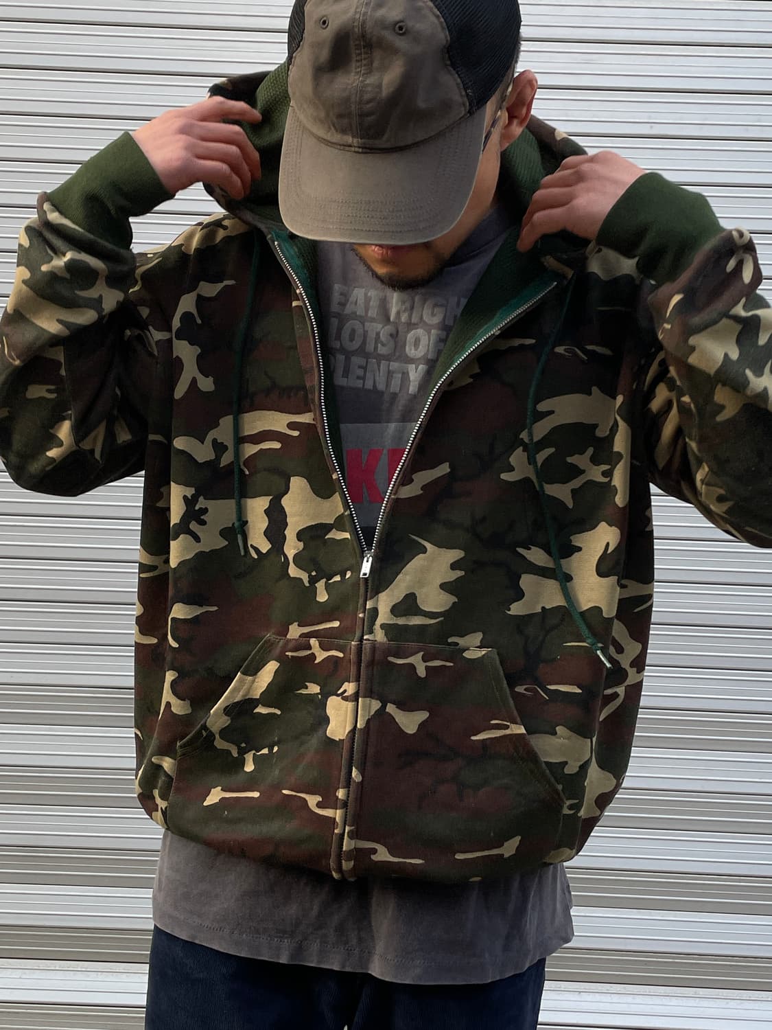 80~90s Camo Thermal Hood Zip(USA Made) 상품이미지7
