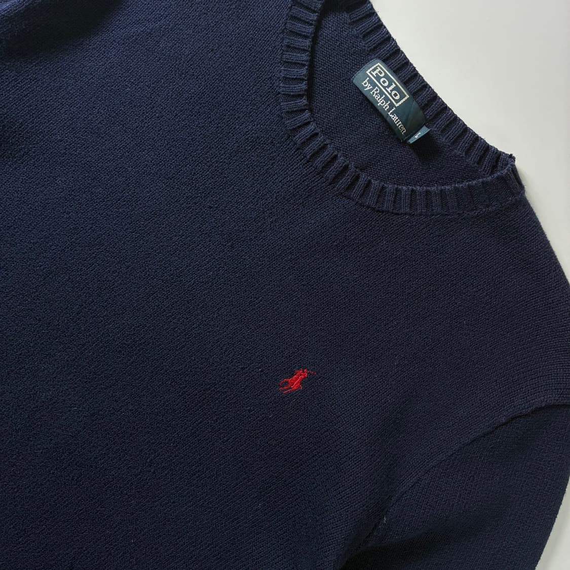 Polo  폴로 랄프로렌 90,s 자수 코튼 네이비 라운드 니트  상품이미지3