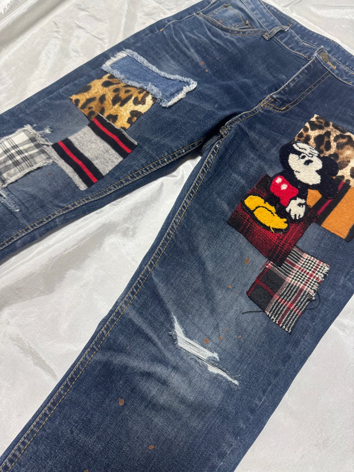 Patchwork character denim jeans 상품이미지2