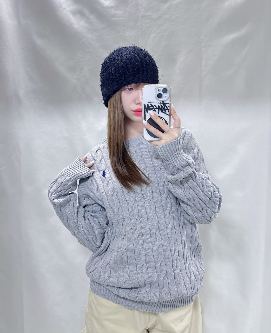 폴로 랄프로렌 그레이 포니 꽈배기 니트  상품이미지2