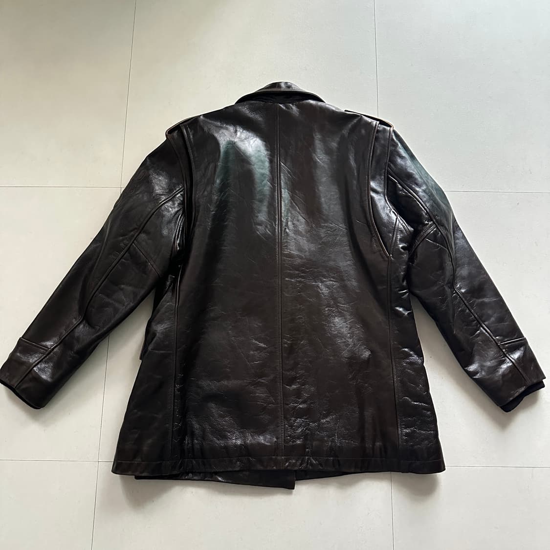 90s 폴로 진스 랄프로렌 레더 가죽 피코트 (M) 상품이미지7