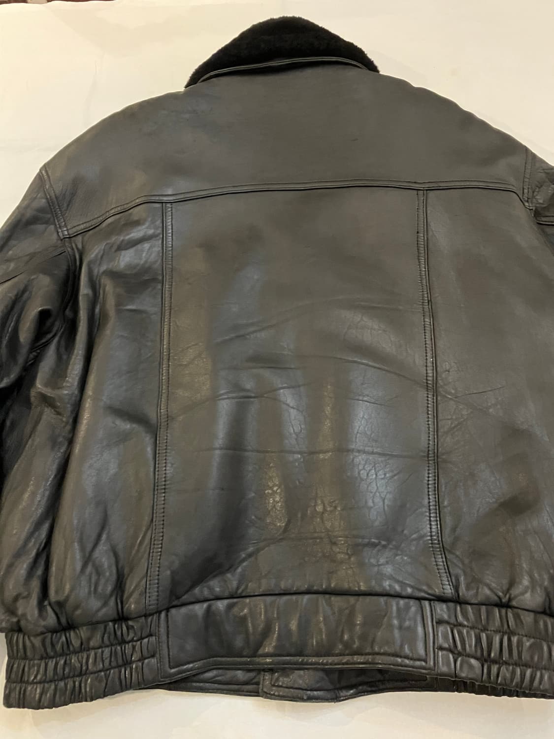 90s 코오롱 램스킨 양털 무스탕 레더자켓 블랙 상품이미지7