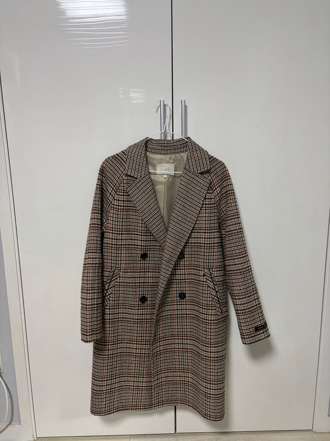 IFNE 핸드메이드 레글런 더블 체크 코트 상품이미지1