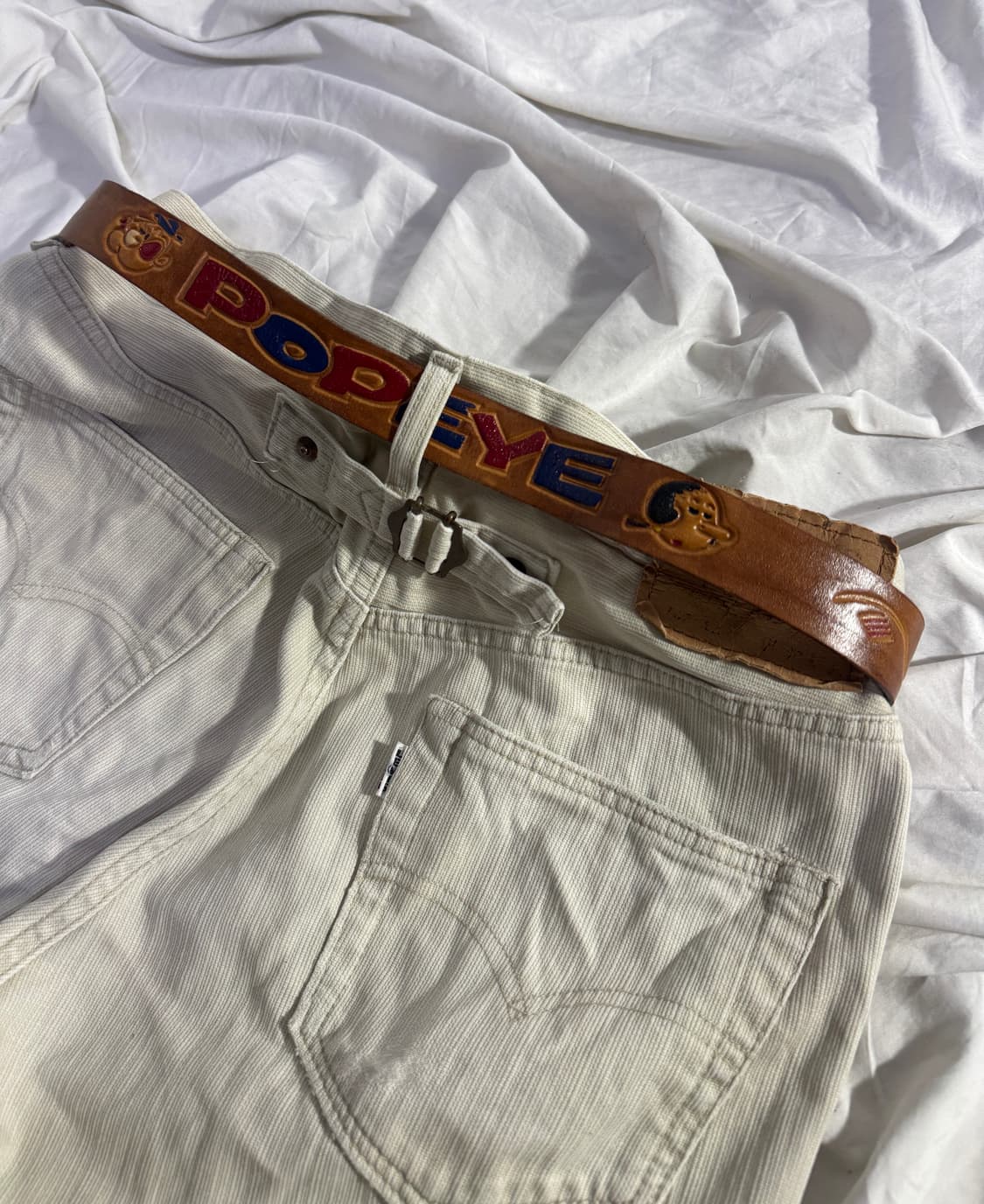 Usa kfs 뽀빠이 올리브 엠보 레더 벨트 popeye 상품이미지1