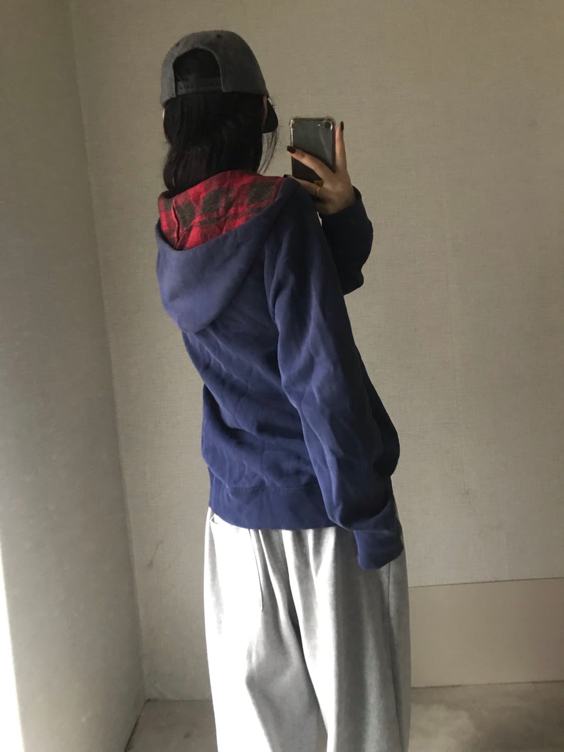 폴로 네이비 체크후드 후드집업 상품이미지4