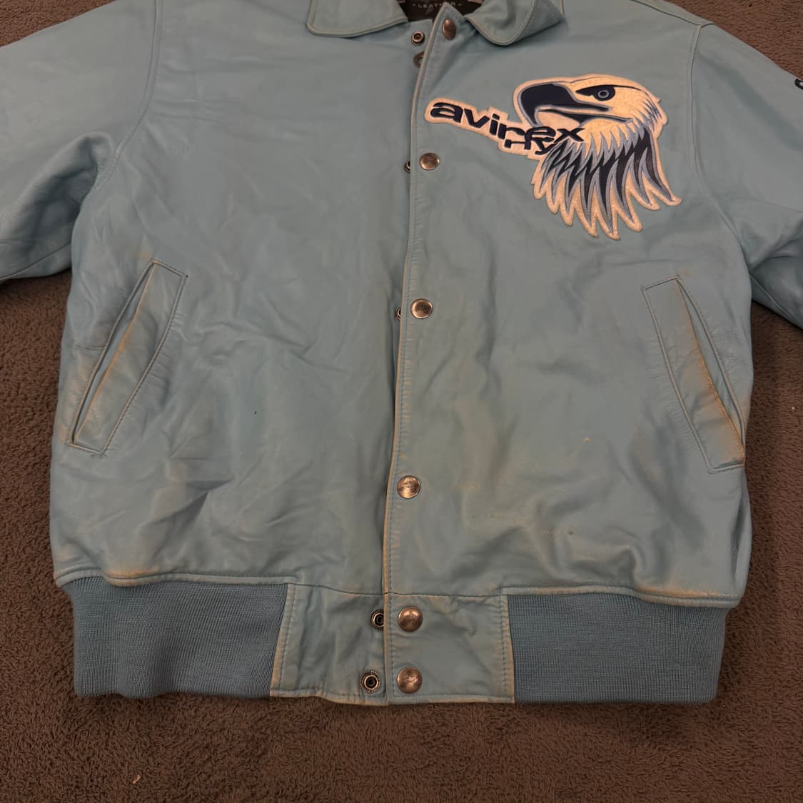 [ 정품/L ] 아비렉스 빈티지 바시티 레더 가죽 자켓 상품이미지9