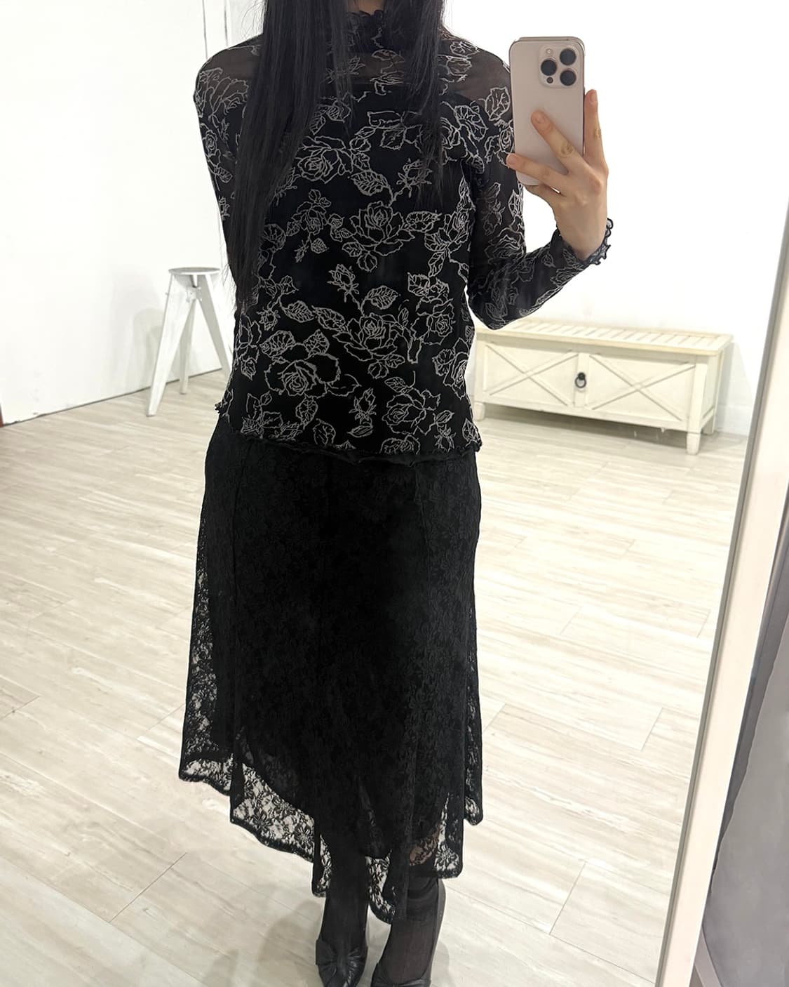 Black Oriental Mesh Top 상품이미지7