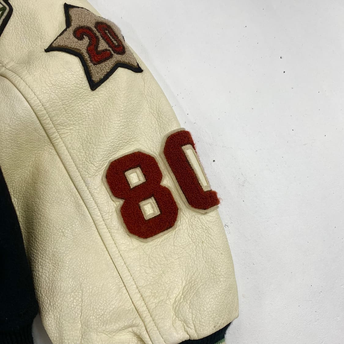 라이트 스태프 챔프 팀 빈티지 레더 배색 바시티 자켓 (100) 상품이미지8