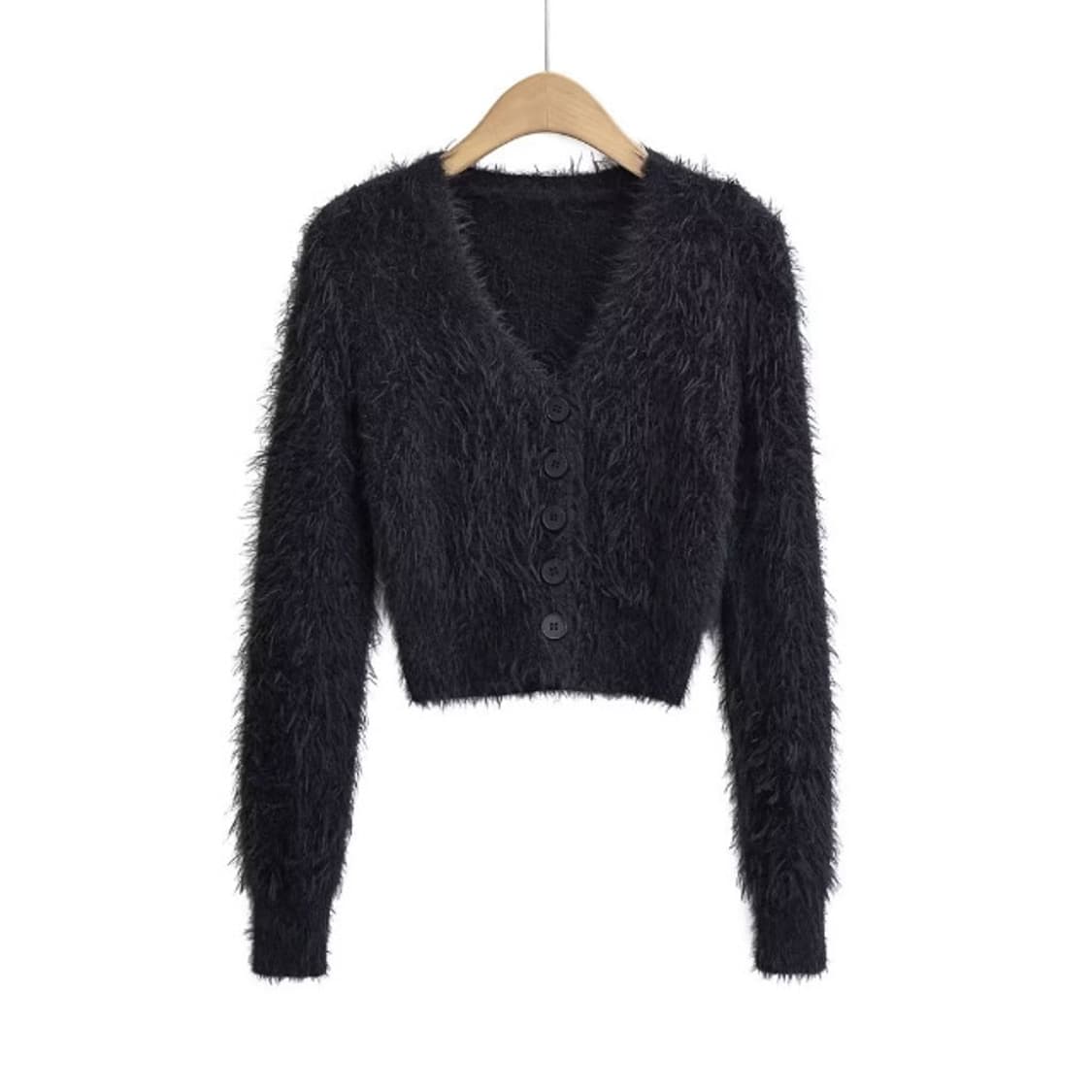 [새상품] 블랙 퍼 크롭 가디건-S 상품이미지3