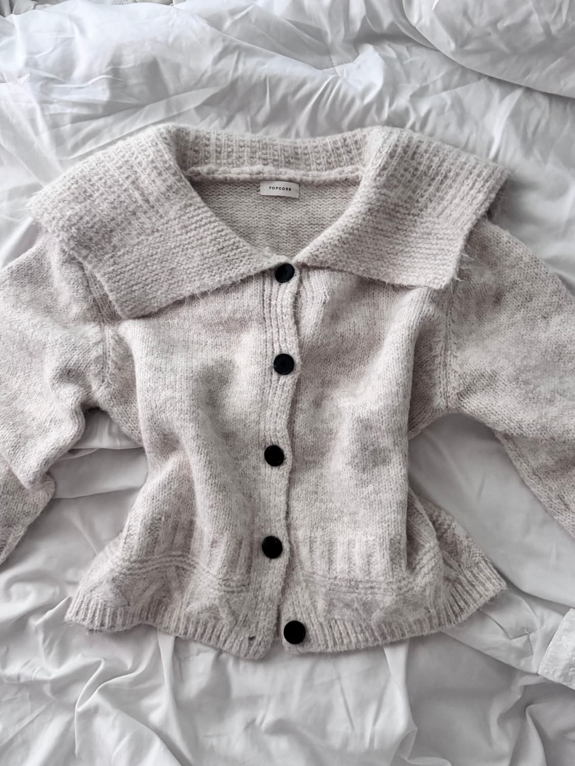 카라 빅카라 단추 니트 갸루 빈티지 아이보리 상품이미지1