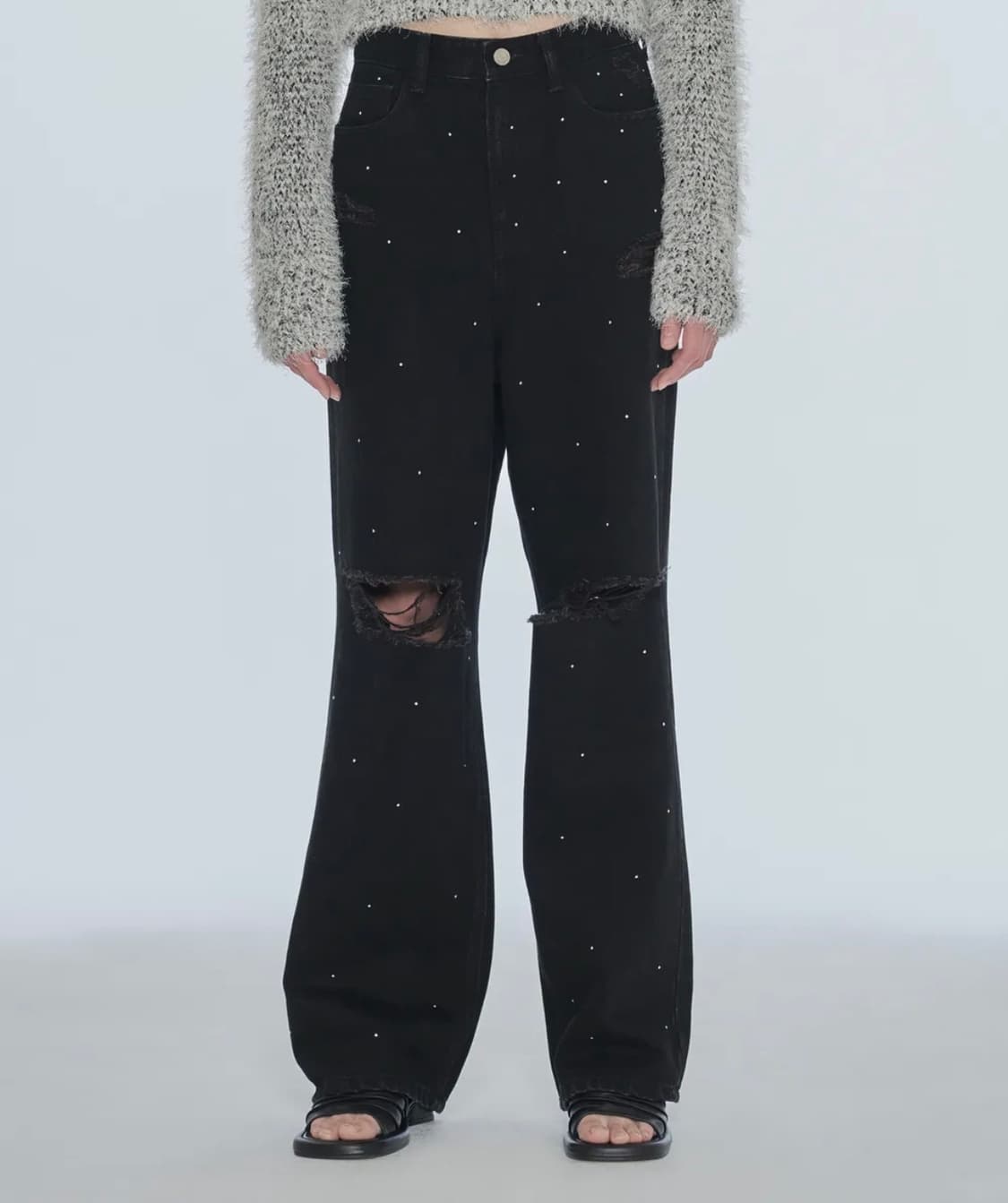 다이애그널 STUD DAMAGE DENIM PANTS 상품이미지1