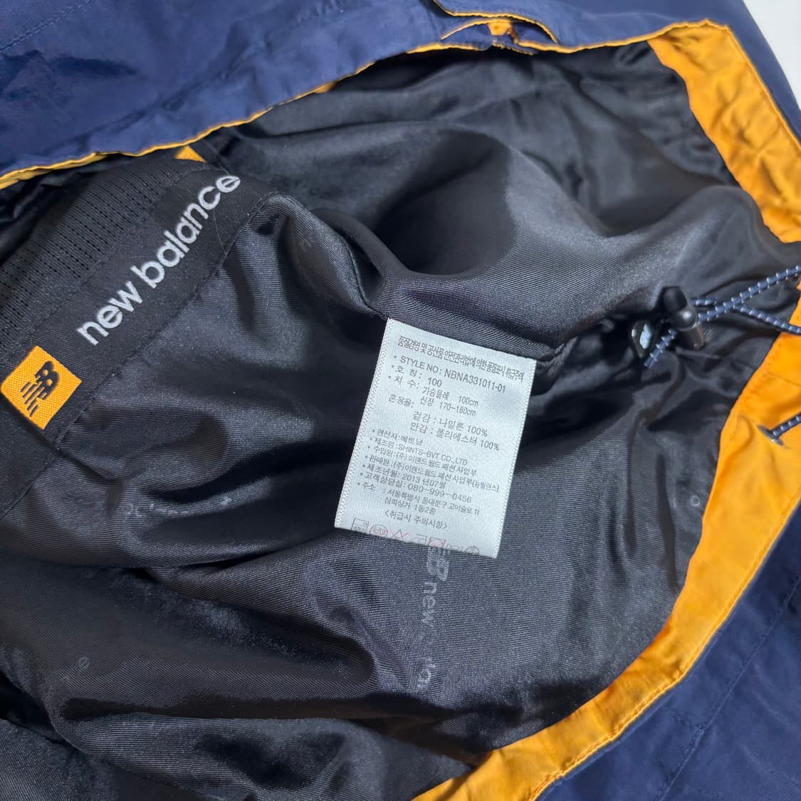 100 L 뉴발란스 네이비 기본로고 후드 나일론 바막자켓 상품이미지5