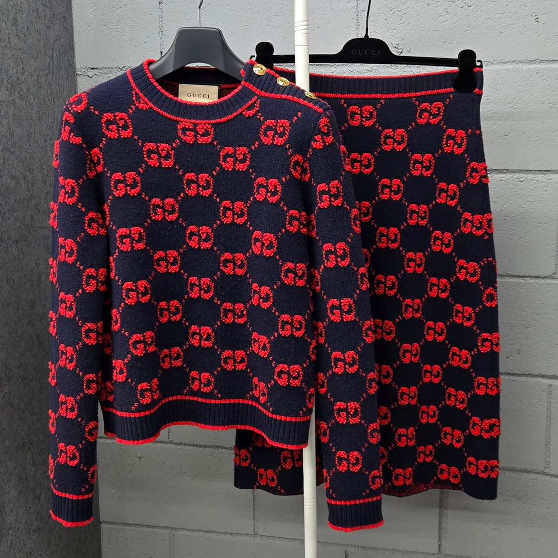 백화점판 / 구찌 GG 자카드 부클레 금장 니트 스커트 셋업 여성S 상품이미지1