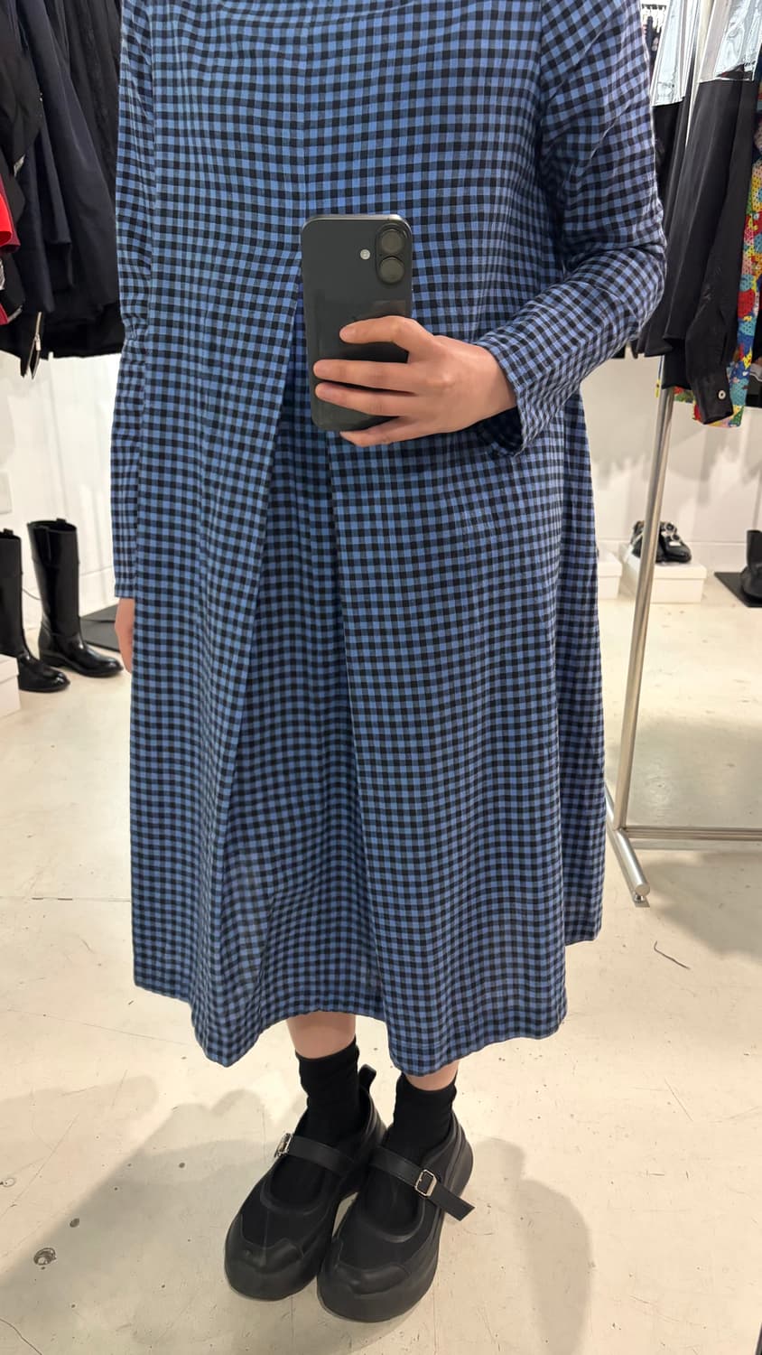 Gingham Check Flare One Piece 상품이미지3