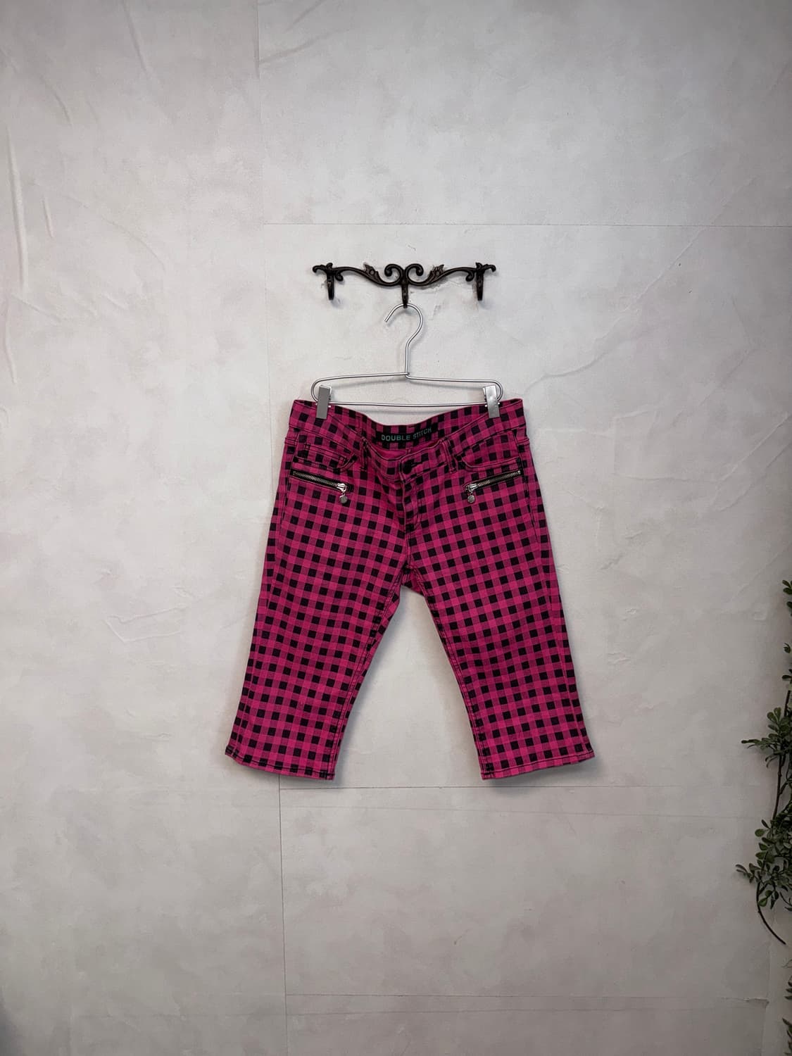 Black pink gingham check capri pants 상품이미지1