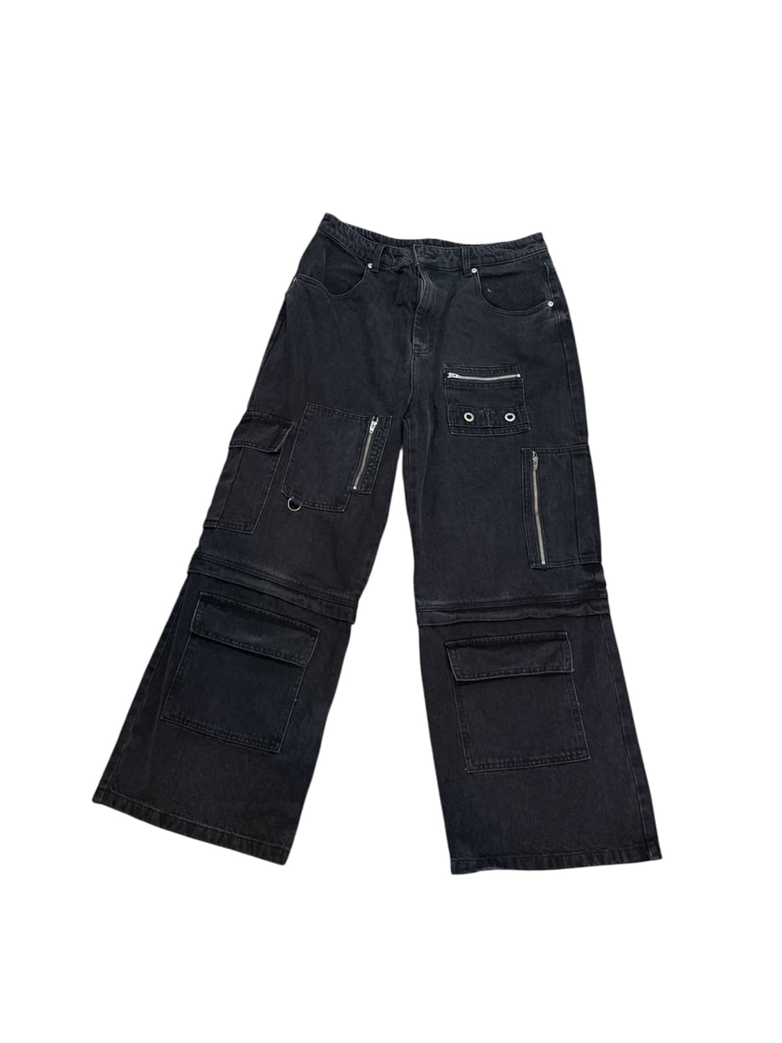 인템포무드 엔지니어 카고 디테일 팬츠 워시드 블랙 상품이미지1