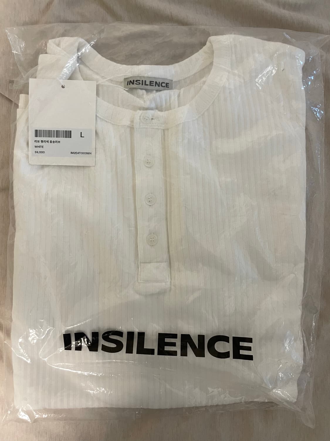 Inslience 리브 헨리넥 화이트L 상품이미지1