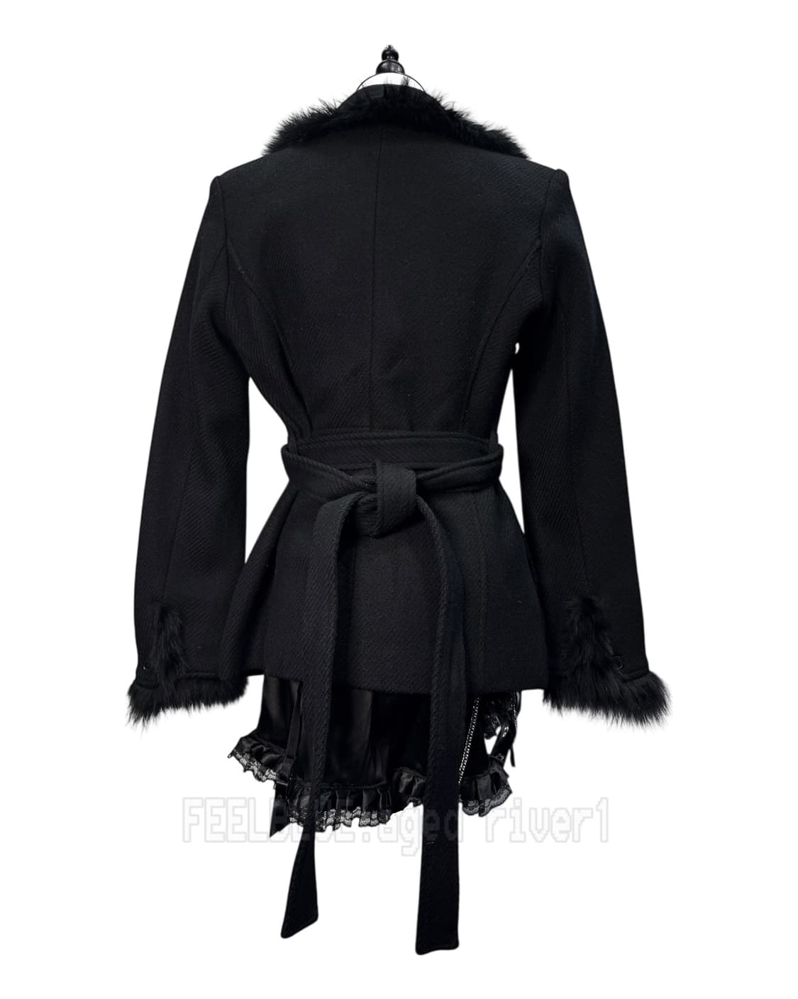 Fur-trimmed Wool Coat, Corset 2pcs set 상품이미지5