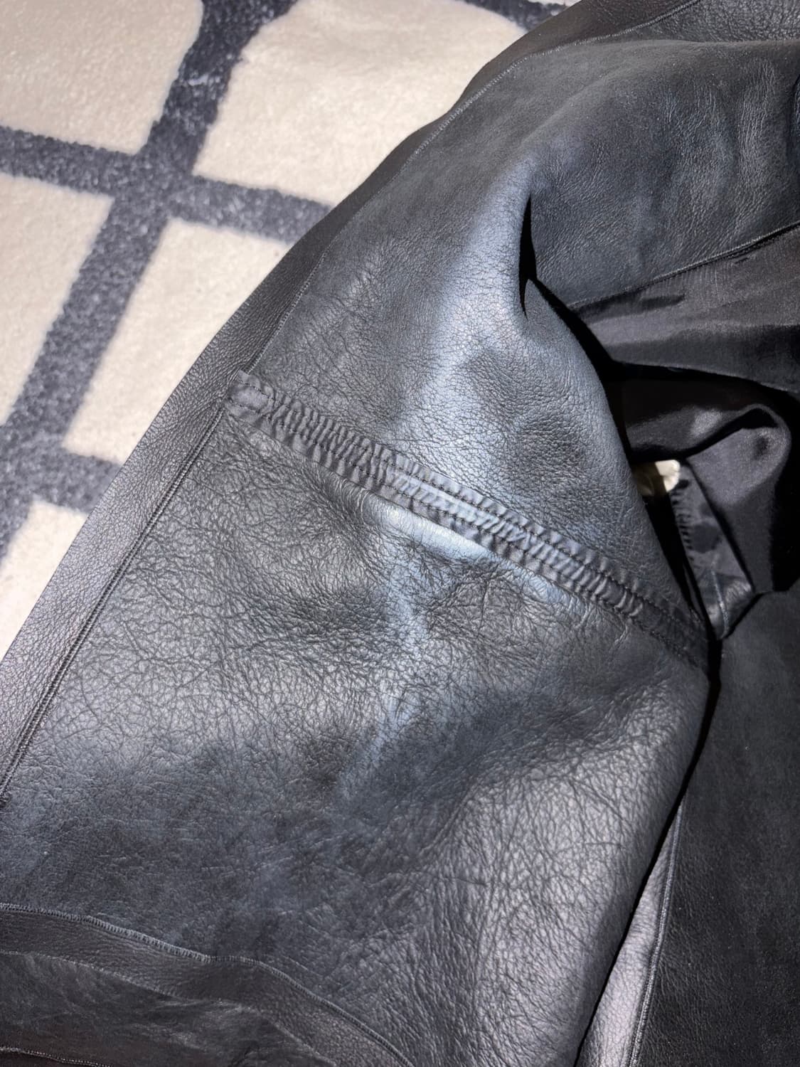 Rick Owens olmar and mirta 하이넥 램스킨 가죽자켓 상품이미지7