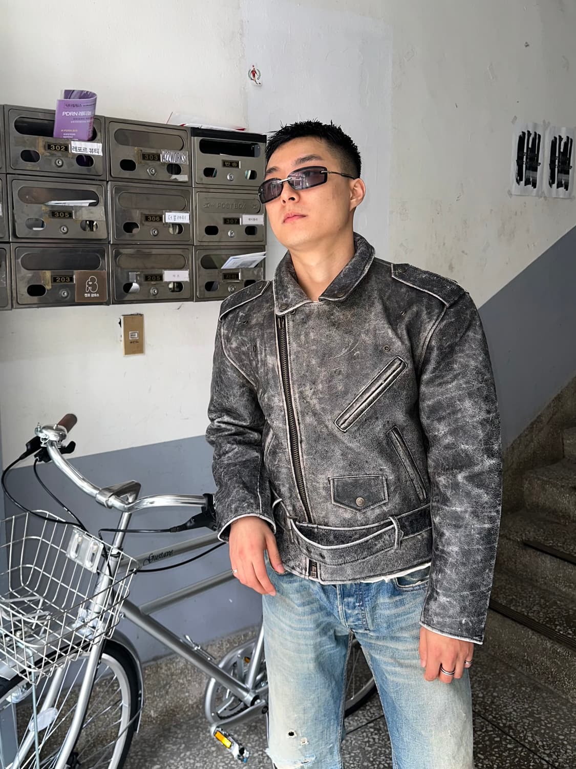 90’s Japanese Cow-leather aged rider JK 상품이미지1