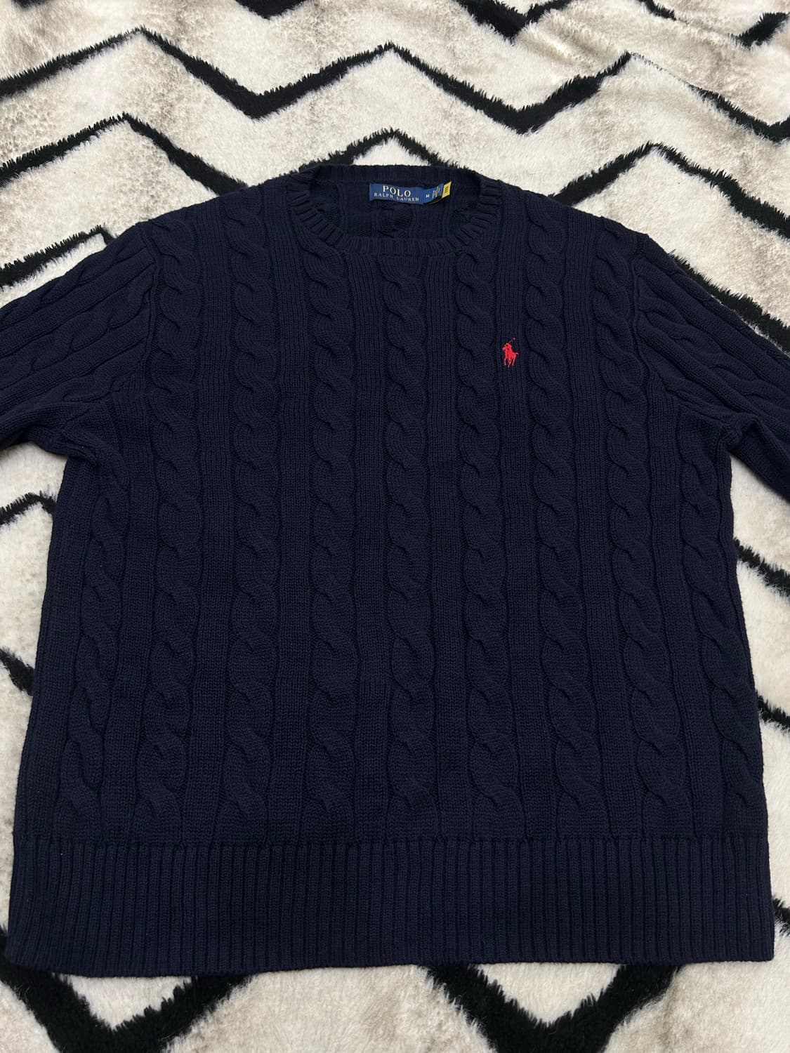 [M]폴로랄프로렌 라운드 케이블 니트/네이비 상품이미지4