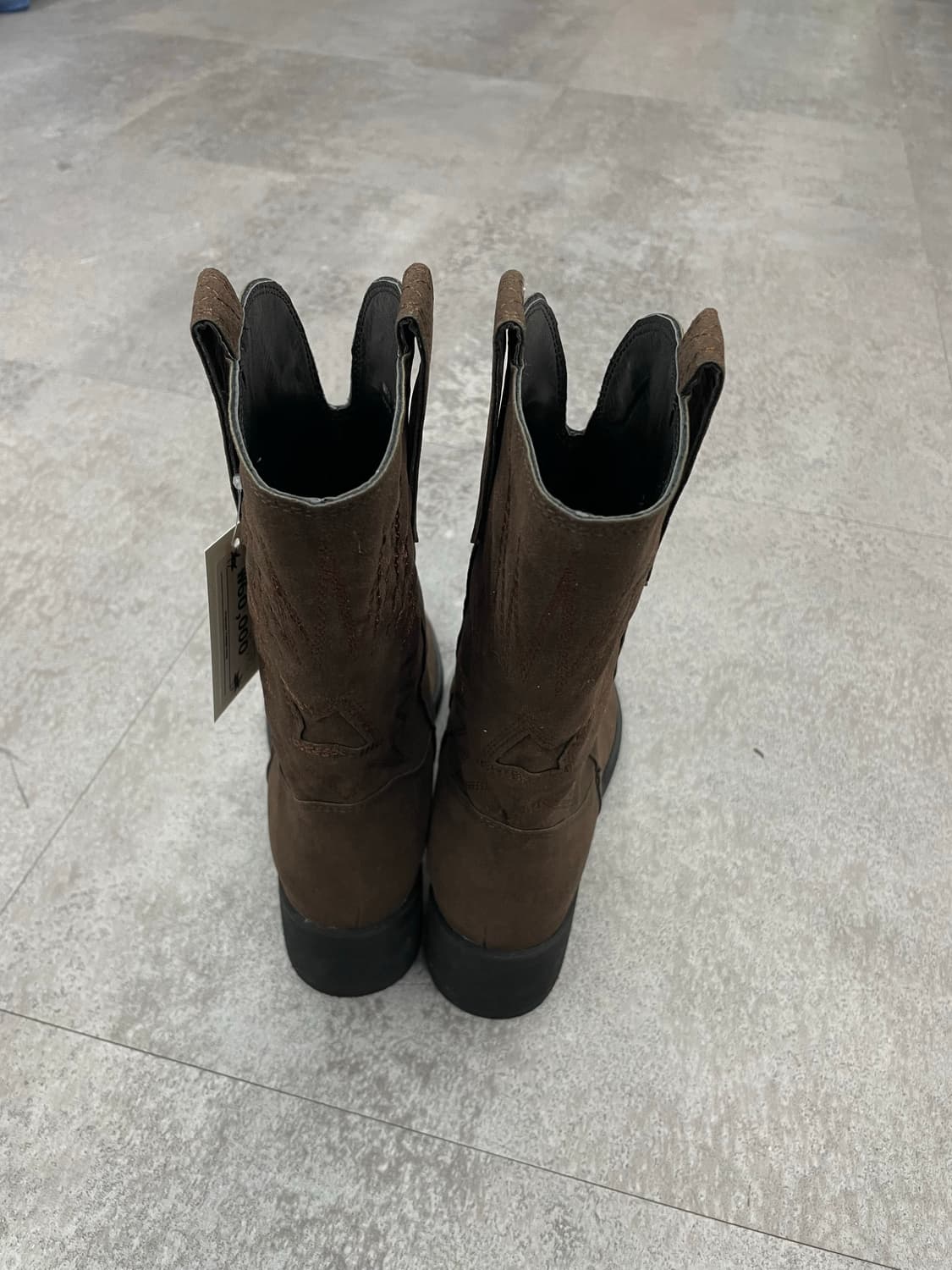 빈티지 스웨이드 브이컷 자수 미들 롱 웨스턴 부츠 H1691 상품이미지5