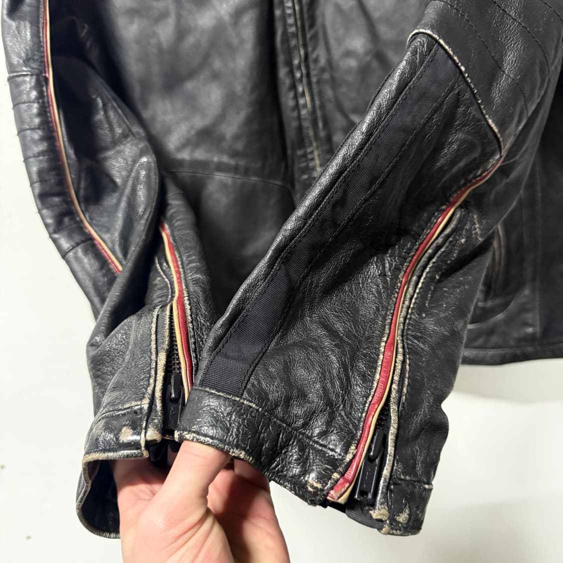 VTG 빈티지 100% 쉽스킨 양가죽 배색 퀼팅 싱글 바이커 자켓 상품이미지6