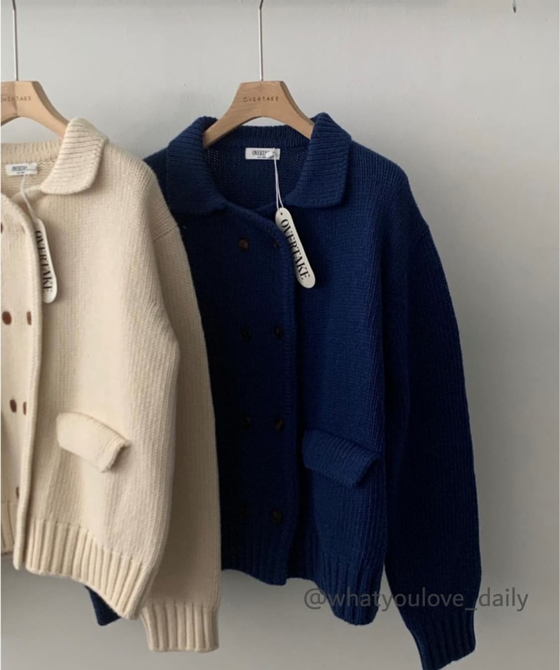 오버테이크 OVERTAKE 마크 더블 가디건 (블루) 상품이미지7