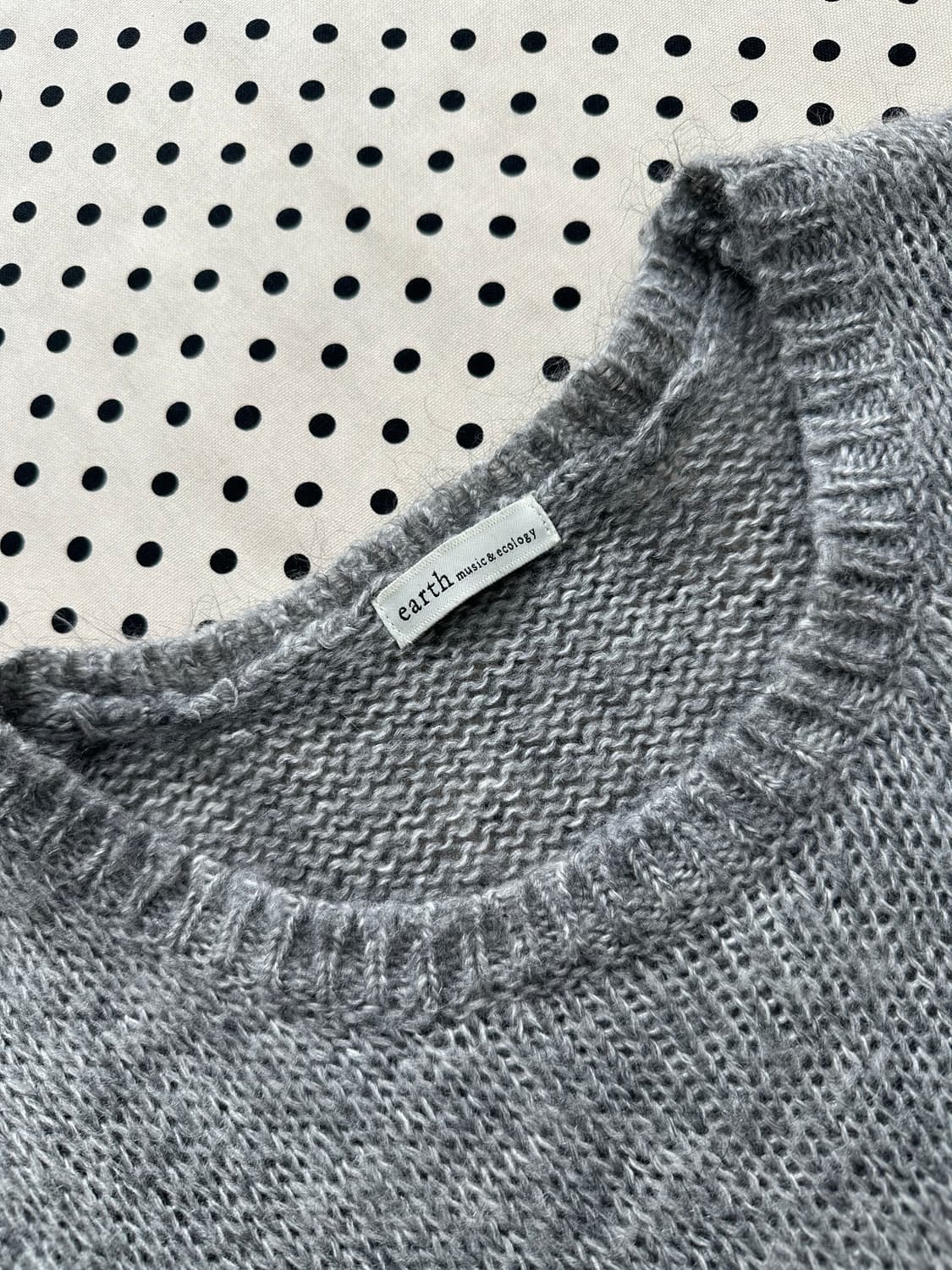 earth music 그레이 앙고라 니트 하구미 스즈코 너드 모리걸 상품이미지2