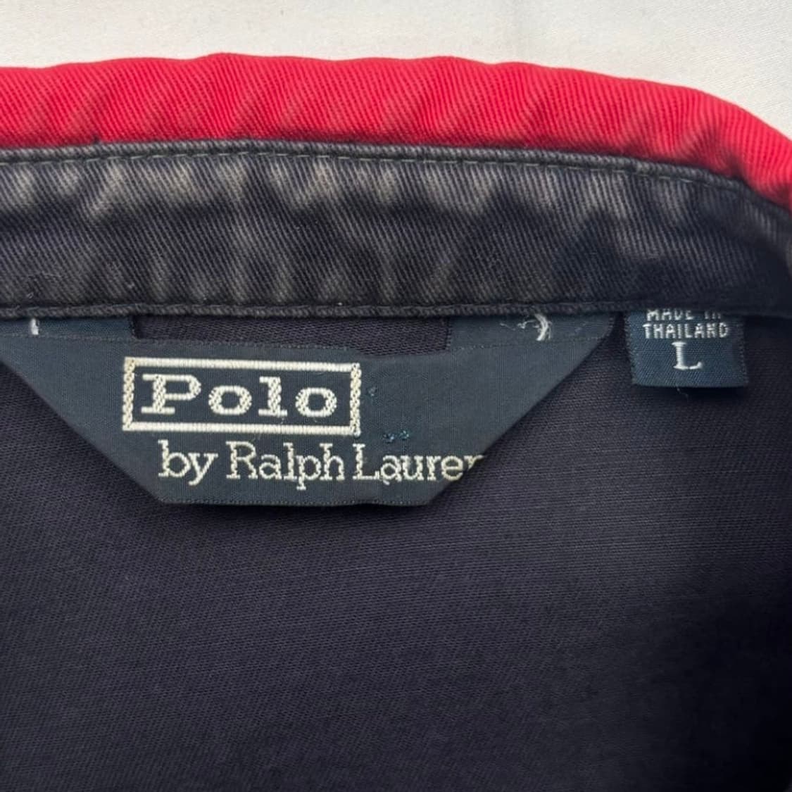 90S 폴로 랄프로렌 레드포니 네이비 배색 블루중 스위톱 자켓 L 상품이미지6